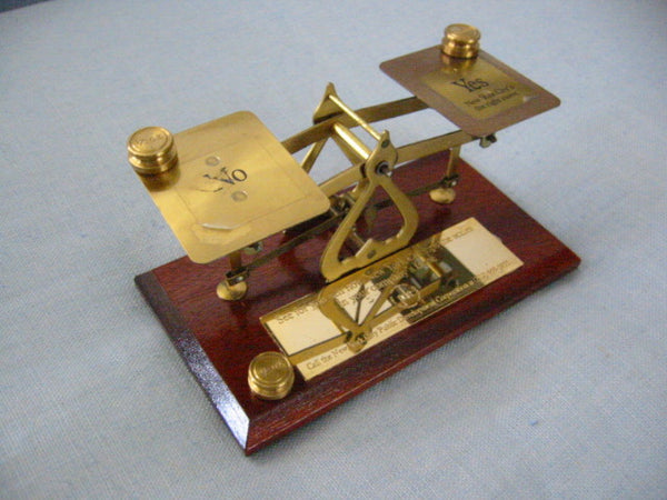 New York PDC Brass Scale On Mahogany Stand Made In England