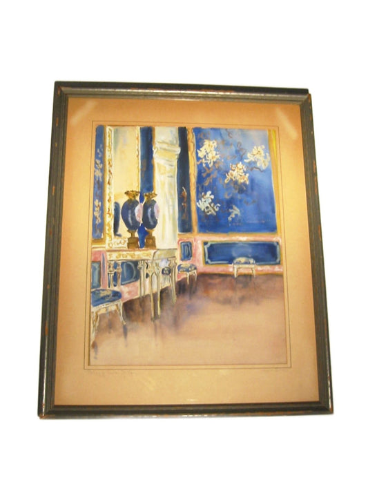 Louis Comtic Signed Watercolor Titled Palazzo Reale Milan - Designer Unique Finds 
