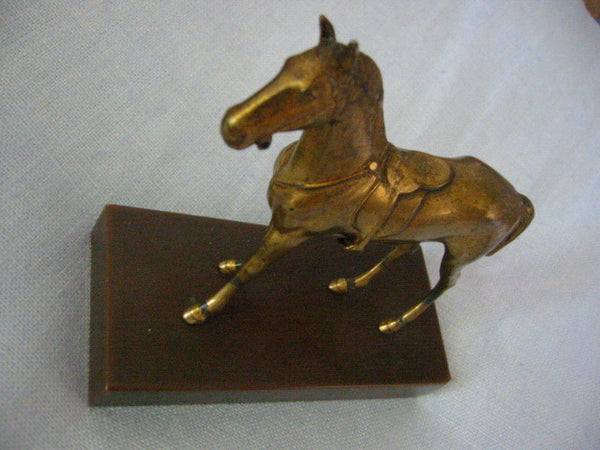 Bronze Horse Metal Base Initial JB Mid Century Sculpture - Designer Unique Finds 