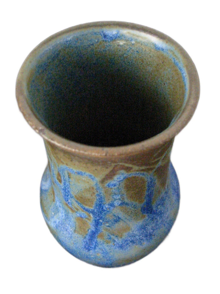 Mid Century Dramatic Blue Ceramic Vase Signed Numbered HRC 1 - Designer Unique Finds 