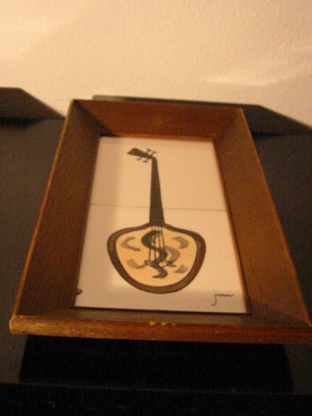 Jaru California Decorative Hand Works Guitar Banjo Framed Tiles