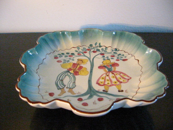 California Decora Ceramica Fruit Bowl Hand Painted Signed Apple Tree Figures - Designer Unique Finds 
 - 1