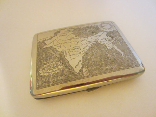 Lotus South Asia Map Decorated Silver Case