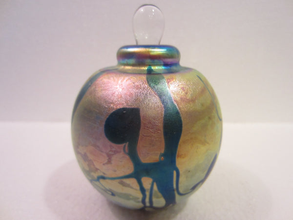 Designer Eichholt Iridescent Abstract Studio Glass Signed 1983 Perfume Bottle - Designer Unique Finds 
 - 1
