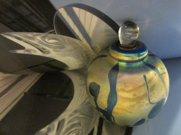 Designer Eichholt Iridescent Abstract Studio Glass Signed 1983 Perfume Bottle - Designer Unique Finds 
 - 3