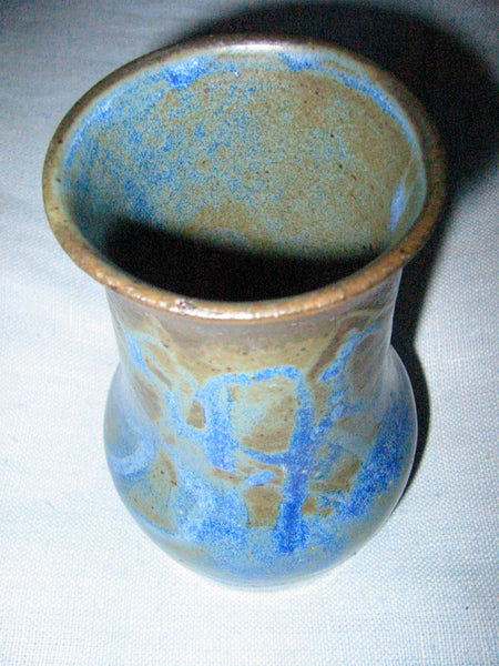 Mid Century Dramatic Blue Ceramic Vase Signed Numbered HRC 1 - Designer Unique Finds 