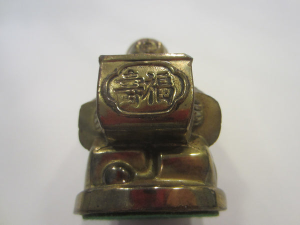 Japan KI Brass Figure Seated Man Signature Symbolic Incense Statue