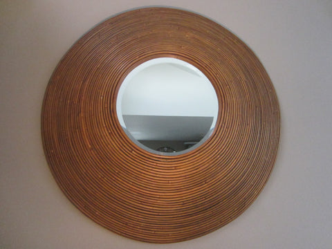 Bamboo Round Mirror By Padmas Tropical Modern Wall Decor - Designer Unique Finds 

