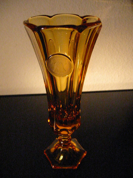 Fostoria Glass Amber Cone Vase Stem Glass Coin Cased - Designer Unique Finds 
 - 1