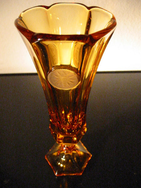 Fostoria Glass Amber Cone Vase Stem Glass Coin Cased - Designer Unique Finds 
 - 3
