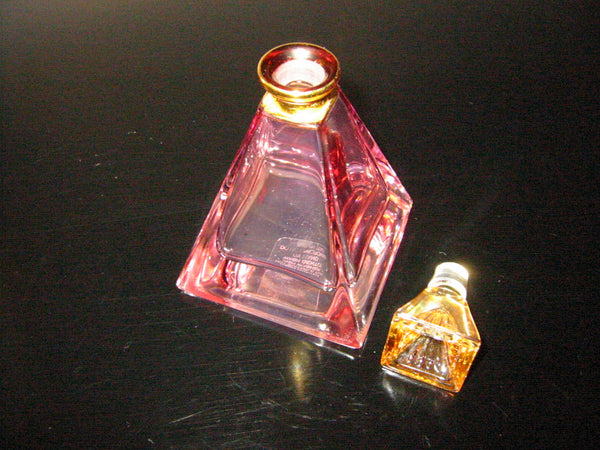Italian Apothecary Pink Glass Mid Century Decanter Triangle Perfume Bottle