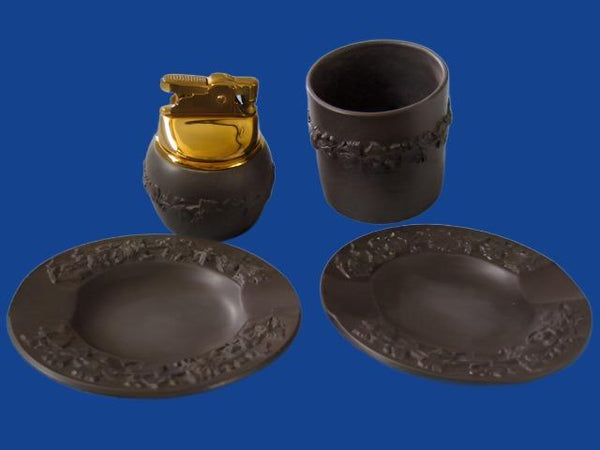 Wedgwood England Majolica Brown Suite Smoking Set Table Accessories - Designer Unique Finds 
 - 1