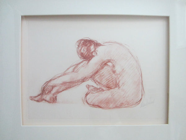 Impressionist Portrait Pencil Drawing Signed Gouache