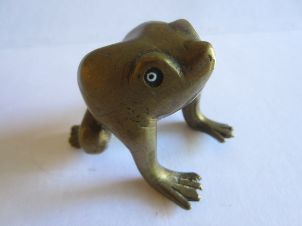 Folk Art Beady Eyes Decorative Brass Frog