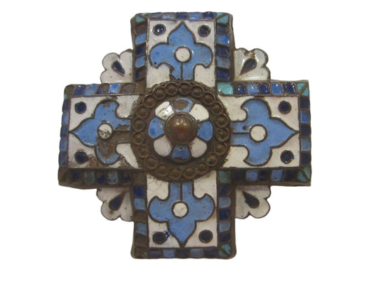 Maltese Enamel Ware Blue White Vintage Fleur D Elise Insignia