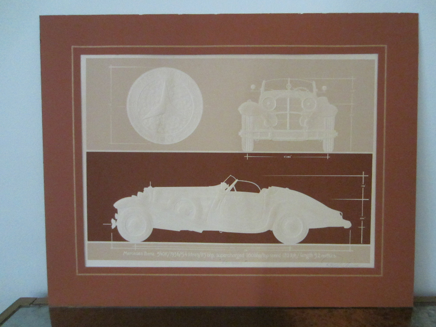 Roy Williams Classic Mercedes Model 1933 Signed Inscripted Gouache