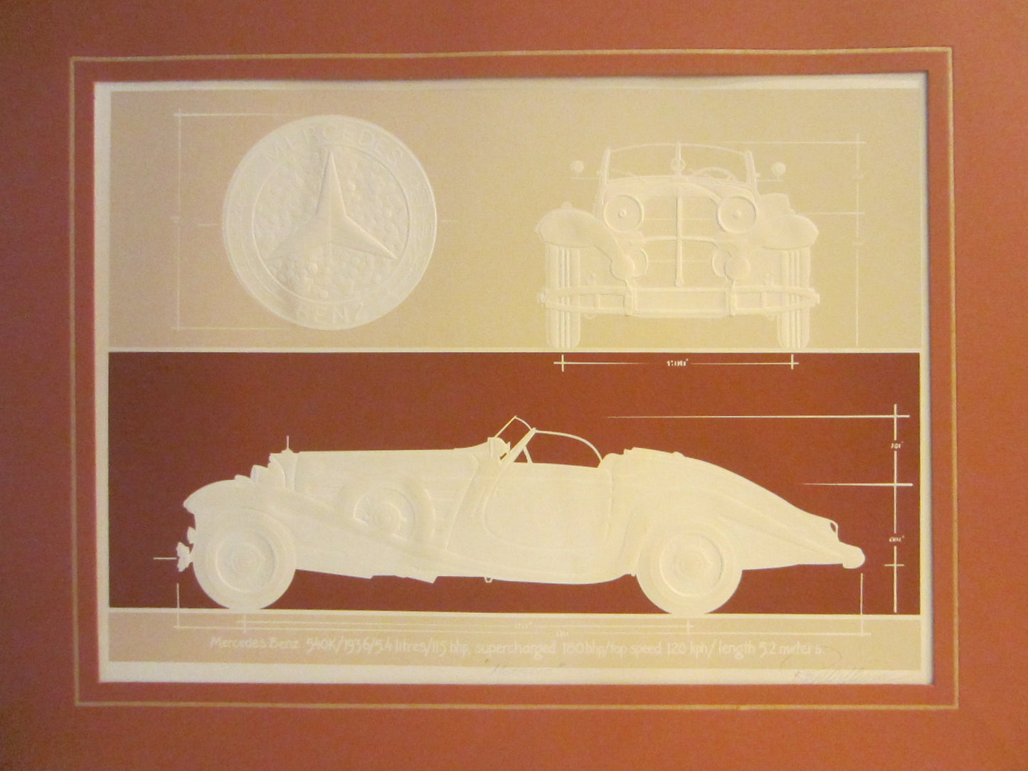 Roy Williams Classic Mercedes Model 1933 Signed Inscripted Gouache