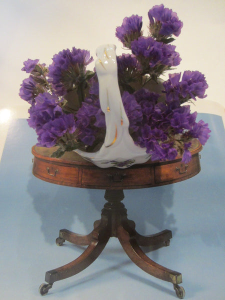 Lefton White Porcelain Mini Basket Violet Flowers Medallions