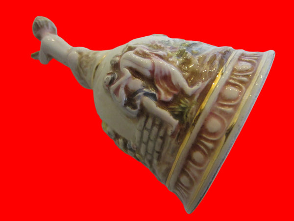 R Capodimonte Italy A Flute Player Majolica Porcelain Bell Design