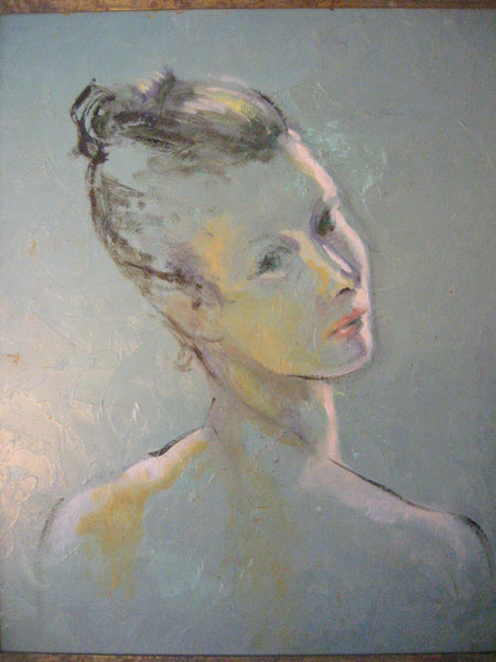 Portrait of A French Woman Impressionist Oil on Board - Designer Unique Finds 