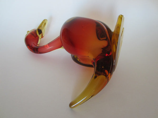 Murano Sommerso Seguso Red Rose Glass Ducks In Pair - Designer Unique Finds 