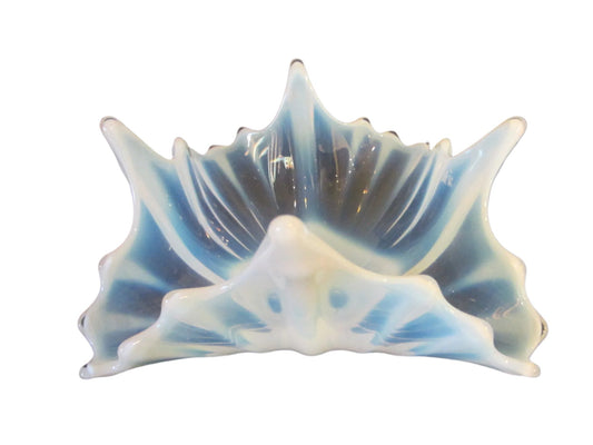 Opalescent Art Glass Spike Design Bowl Abstract Movement