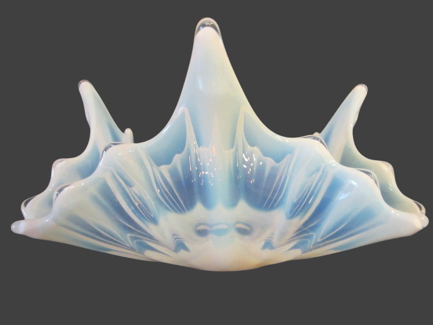 Opalescent Art Glass Spike Design Bowl Abstract Movement