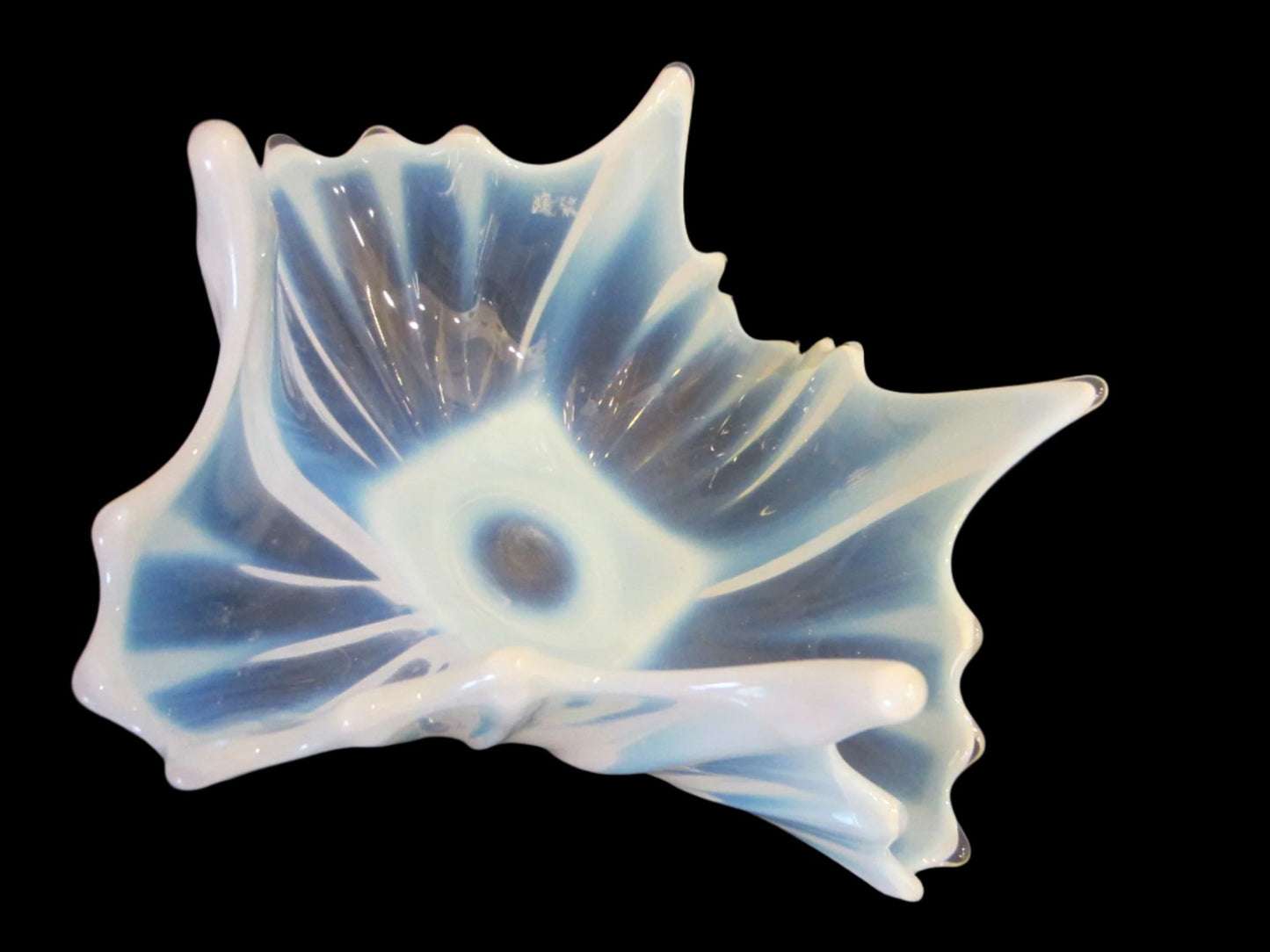 Opalescent Art Glass Spike Design Bowl Abstract Movement