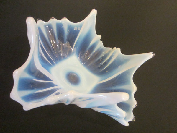 Opalescent Art Glass Spike Design Bowl Abstract Movement