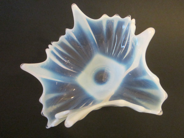 Opalescent Art Glass Spike Design Bowl Abstract Movement
