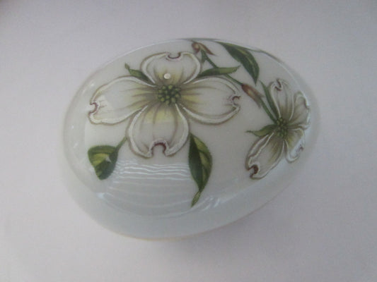 Miniature Egg Porcelain Box Japanese Flower Relief Labeled Numbered - Designer Unique Finds 