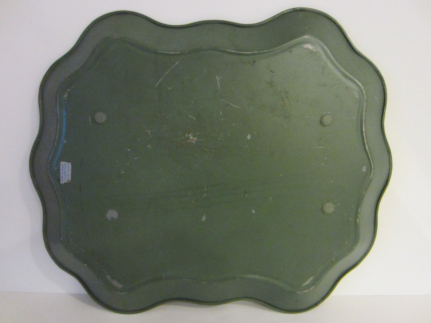Nash New York Mid Century Modern Green Tole Floral Tray