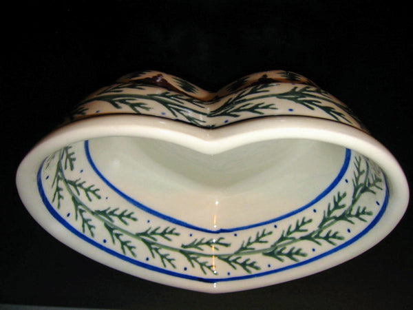 Boleslawiec Stoneware Heart Shape Christmas Bowl Hand Made In Poland