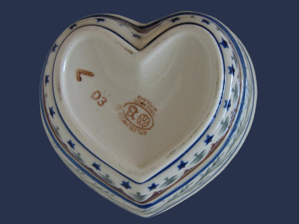 Boleslawiec Polish Stoneware Bowl Heart Shape - Designer Unique Finds 