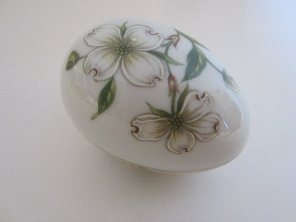 Miniature Egg Porcelain Box Japanese Flower Relief Labeled Numbered - Designer Unique Finds 