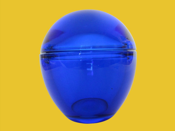 Indigo Blue Convex Egg Style Glass Jar