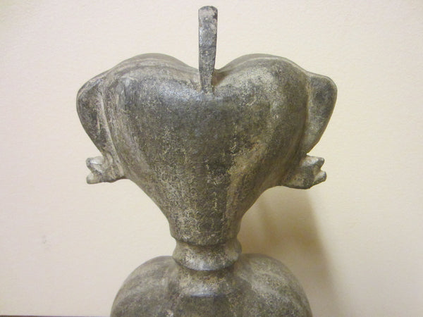 Monumental Stone Sculpture Spike Figure Heart Shape Head