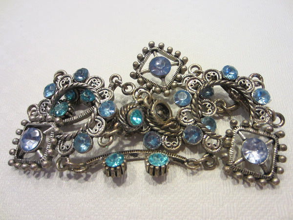 Blue Rhinestones Art Deco Cabochon Bracelet - Designer Unique Finds 
 - 7