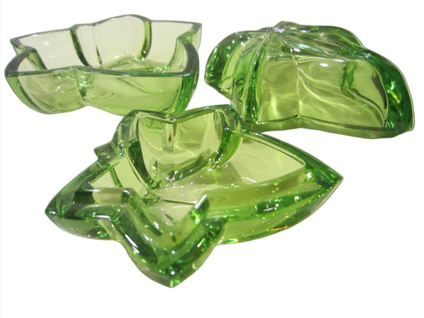 Cristal Sevres France Fleur D Elise Green Bowls Covered Box Glass Art - Designer Unique Finds 