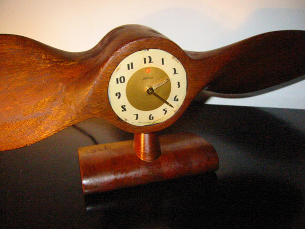 Telechron Propeller Electrified Mahogany Mantle Clock Circa 1930 - Designer Unique Finds 
 - 1
