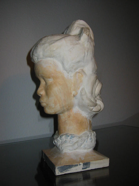 Leonard Scheu Sculpture Chalk Ware Bust Female Portrait - Designer Unique Finds 
 - 7