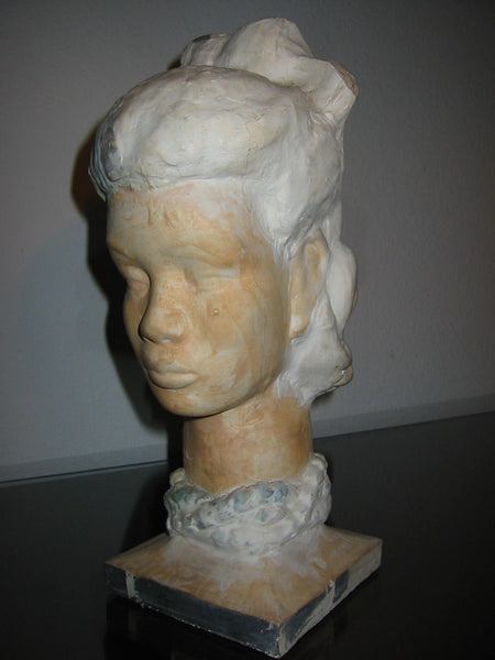 Leonard Scheu Sculpture Chalk Ware Bust Female Portrait - Designer Unique Finds 
 - 3