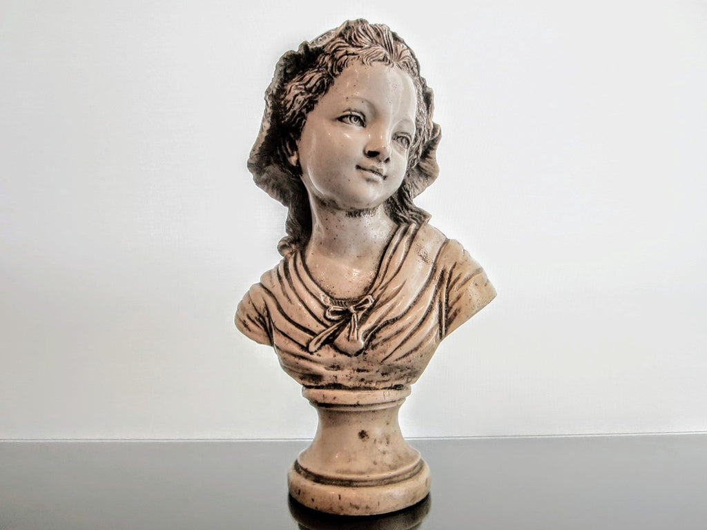 French Girl In Bonnet Composed Portrait Bust Torso