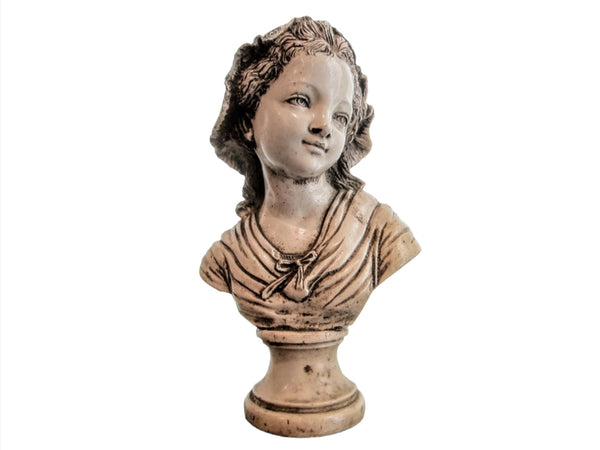 French Girl In Bonnet Composed Portrait Bust Torso