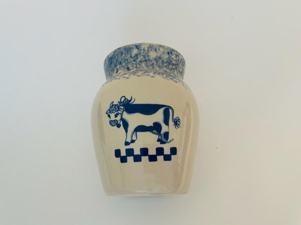 Genuinely Handcrafted Potter Ellis Prod Pottery Marshall TX Blue Cow Pot