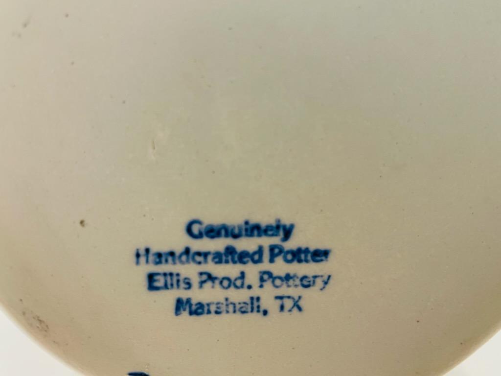 Genuinely Handcrafted Potter Ellis Prod Pottery Marshall TX Blue Cow P