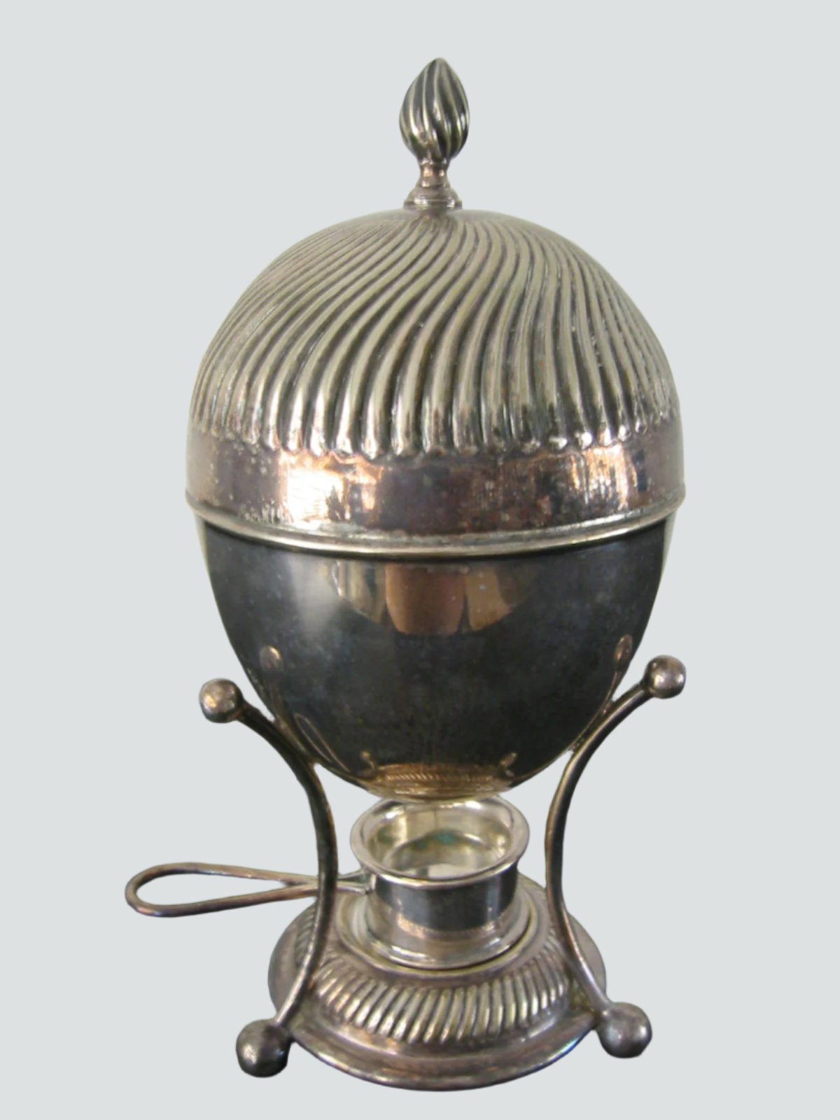 Silver Covered Egg Poacher Signed Etched Hallmarks - Designer Unique Finds 