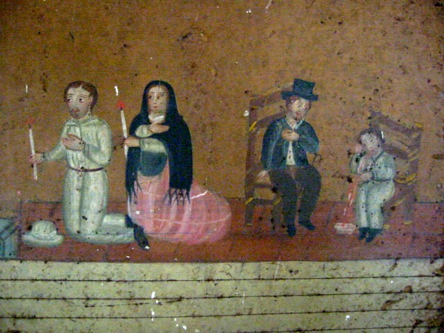 Ex Voto Colonial Spanish Tin Art Scripted Painting