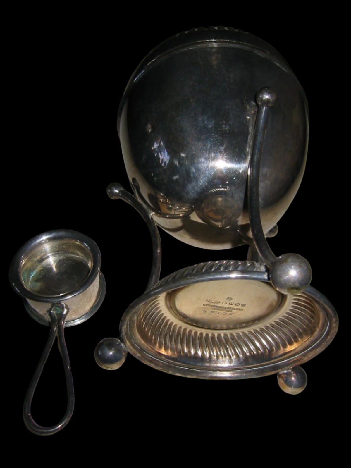 Silver Covered Egg Poacher Signed Etched Hallmarks - Designer Unique Finds 