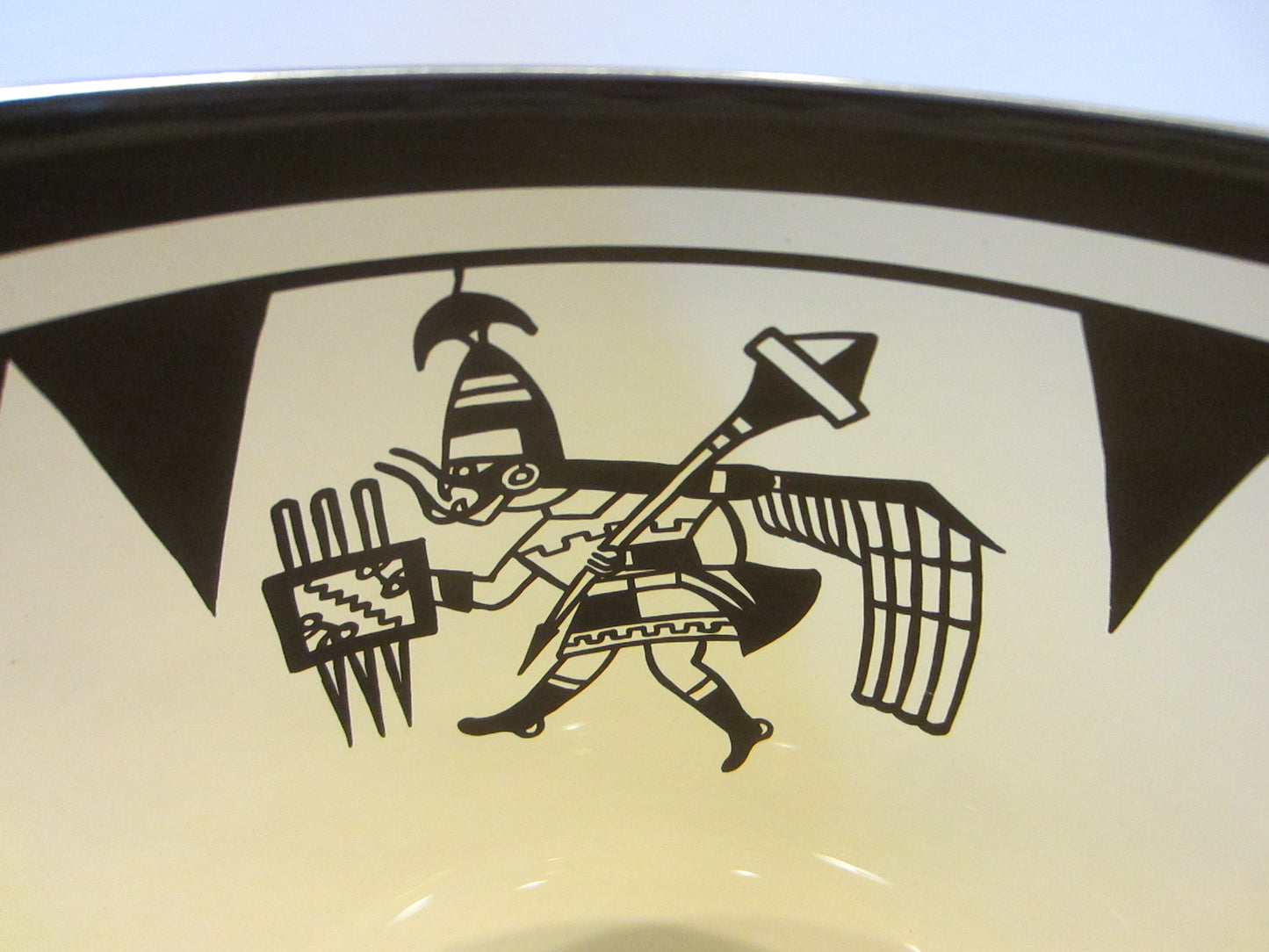 Southwestern Native Style Topaz Figurative Folk Art Glass Bowl